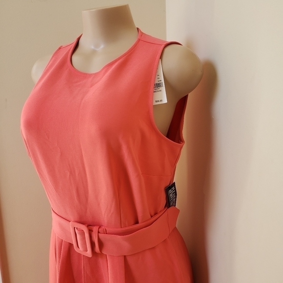 NEW YORK & CO. Peach Sleeveless Open Front Belted Dress - Picture 4 of 12